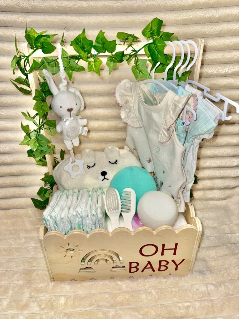 Baby girl next outfit hamper/crate. New Baby shower gift 