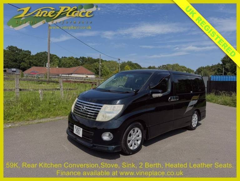 2007 Nissan Elgrand 3.5 Highway Star Black Leather Edition 2 Berth Campervan, Auto. MPV Petrol Au...