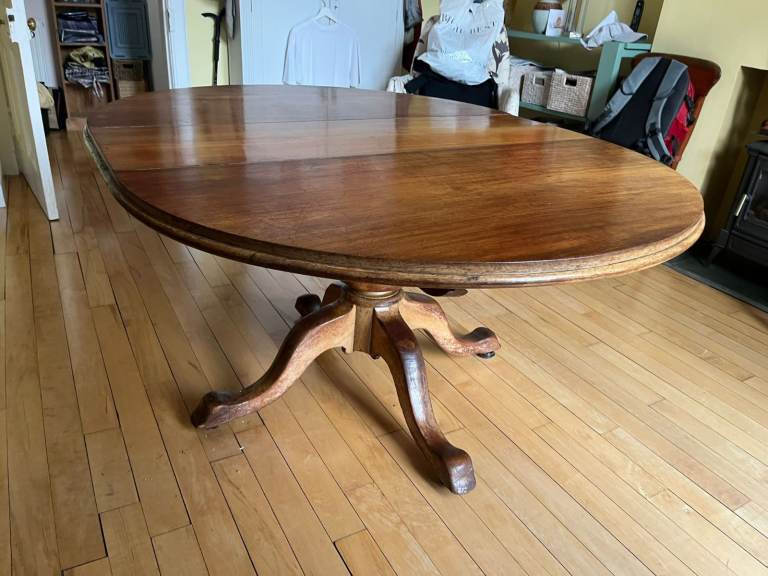 Extendable large solid wood dining table