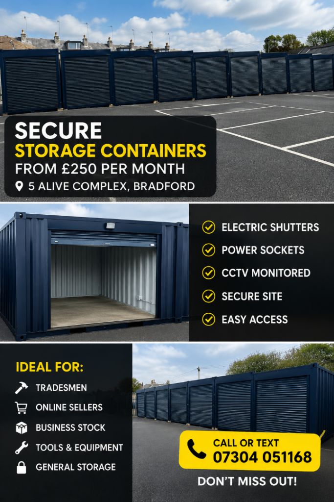 40ft Secure Storage Containers To Rent – Electric Shutters & Power – £250/Month