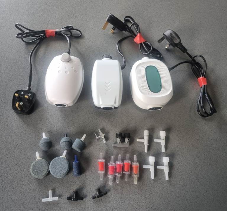 3 aquarium air pumps & equipment 