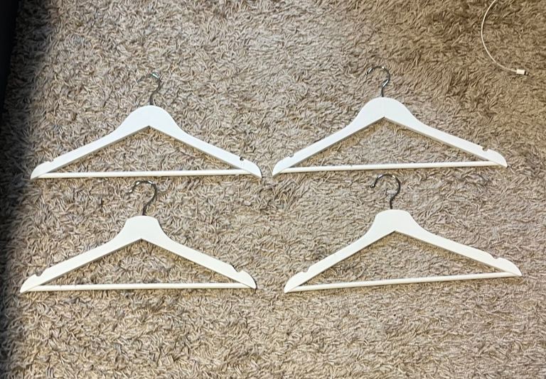 42 White Wooden Clothes Hangers 