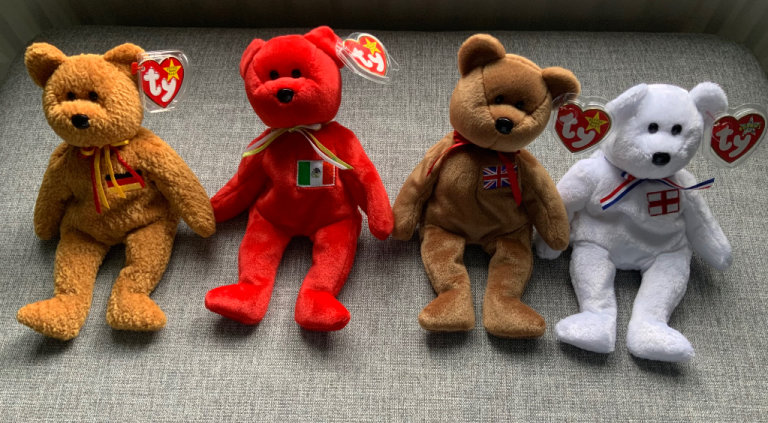 3 x Ty Beanie Babies Bears England, Osito, Germania
