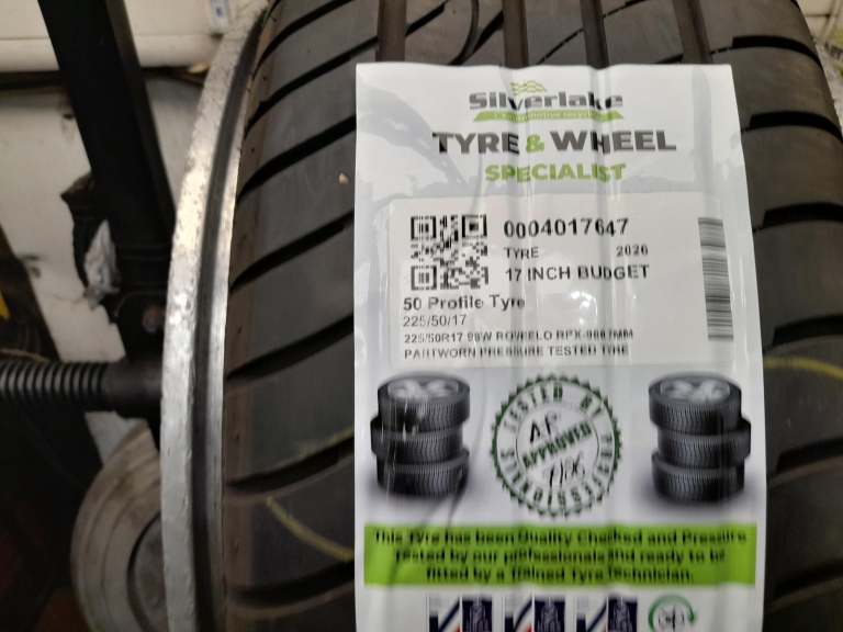 225/50r17 98w Roveelo Rpx-988 7mm Partworn Pressure Tested Tyre