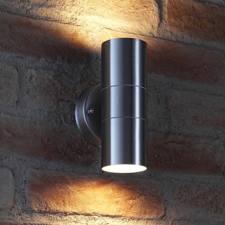 2x MICROMARK STAINLESS STEEL DOUBLE RADIUS EXTERNAL WALL LIGHTS (BNIB)
