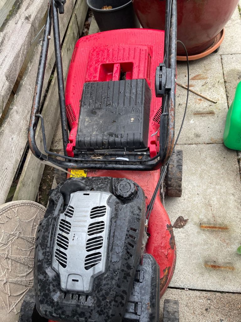 *SOLD*Red Petrol Lawnmower 