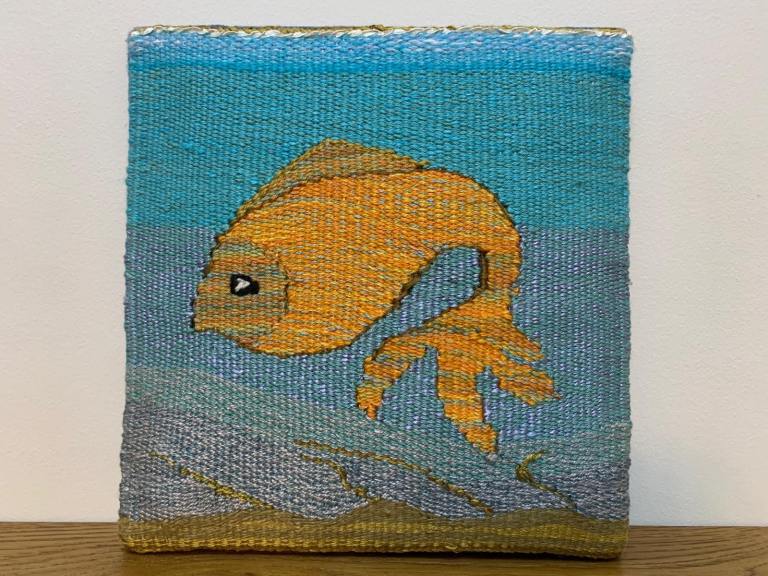 image for Handmade wool tapestry fish - mounted ready for wall hanging.