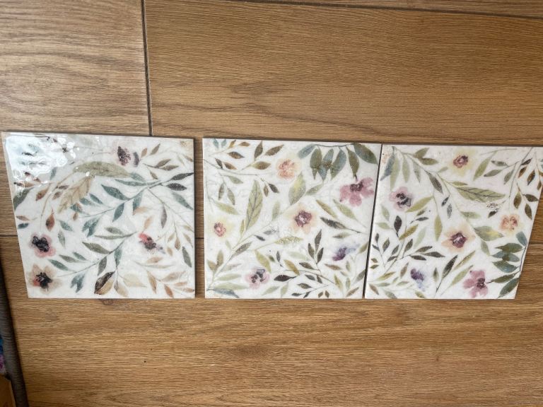 Harmony Floral Pattern Ceramic Tiles - New in Box