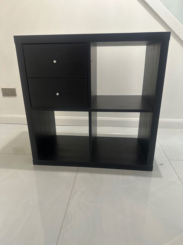 Ikea kallax unit 2x2, black-brown with 2 drawer insert £40