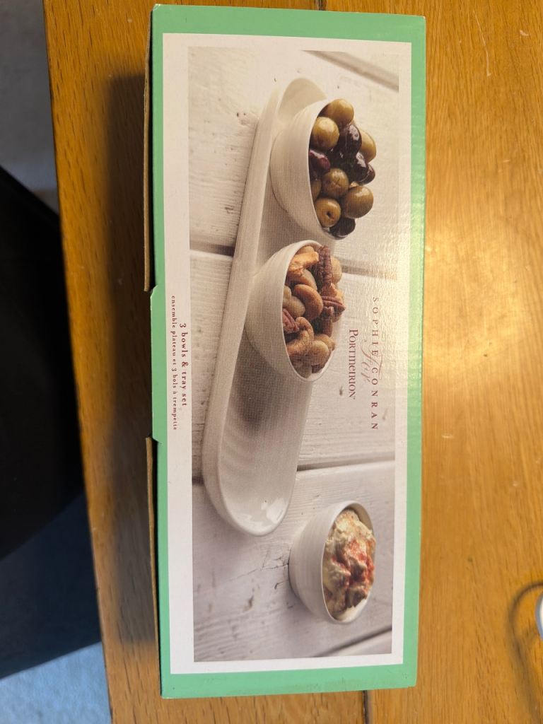 Sophie Conran for Portmerion New Ceramic Dipping Bowls & Tray Set – 3 Bowls