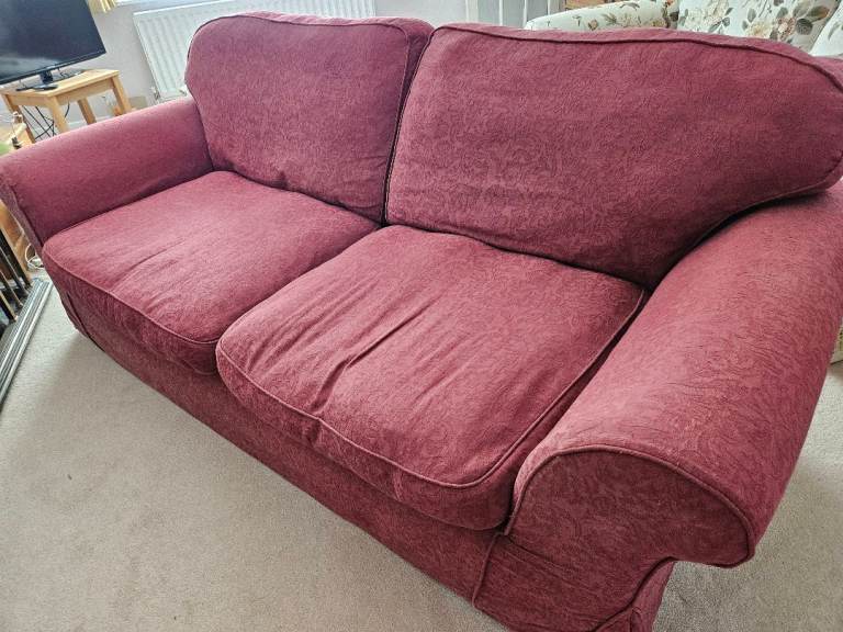 Red 3 seater sofa