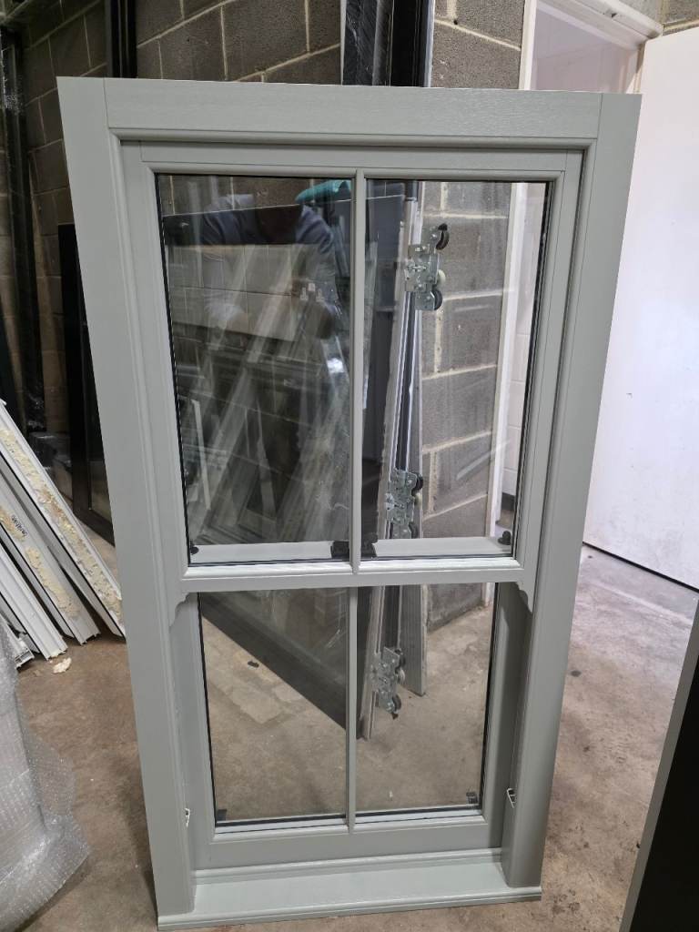 Upvc Sash Window – Grey, Double Glazed