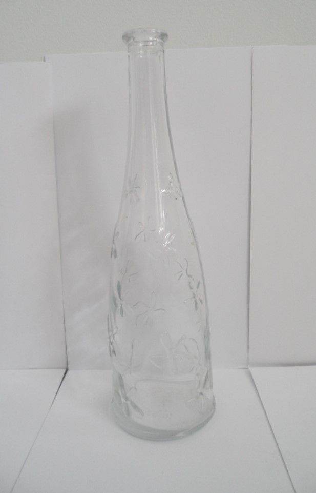 IKEA EMMA DAFNÄS Design Tall Hobnail Clear Glass Vase Bottle Embossed Leaves Decorative Ornament