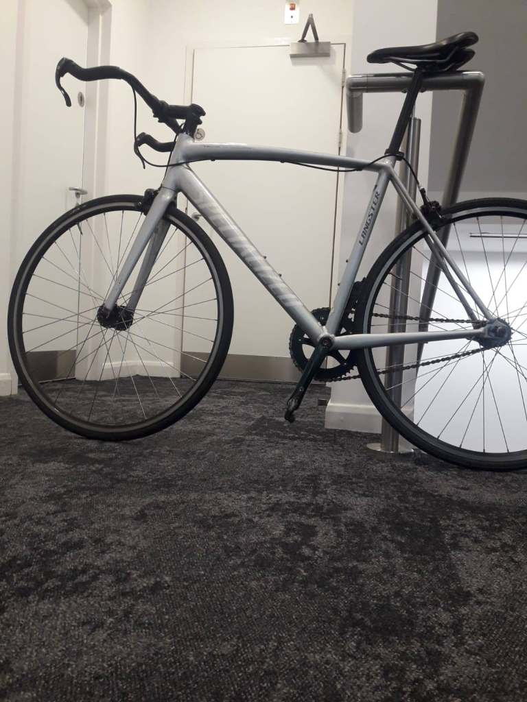 specialized Langster free wheeler, silver color.