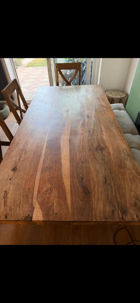 Solid Wood Dining Table – Good Condition, Brown