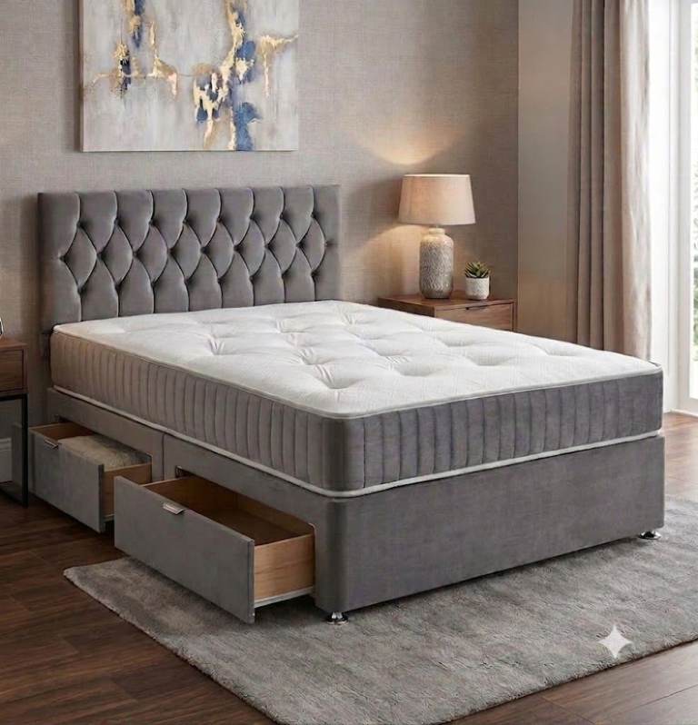💥 Limited Offer DIVAN 4FT6 Bed 😍 Comfortable Mattress + Storage Space ❤️ Save 15% 🔥 ::