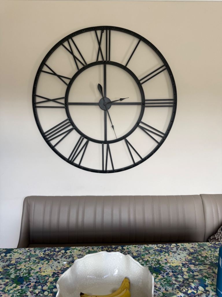 Large Black Skeleton Wall Clock with Roman Numerals