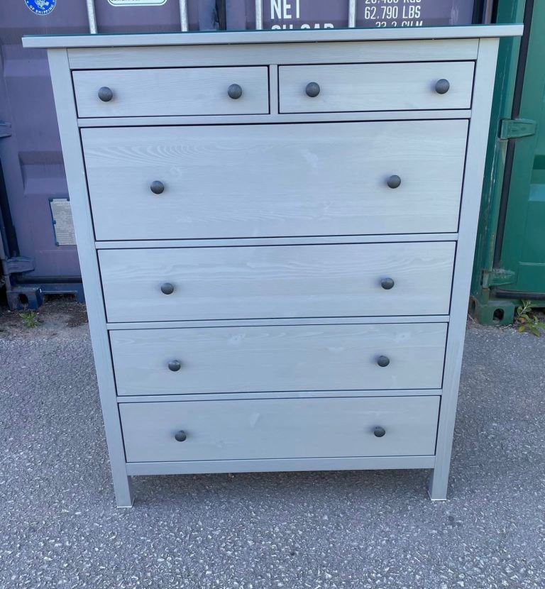 IKEA HEMNES Grey Chest of 6 Drawers with glass top.  Matt finished. Can deliver locally.