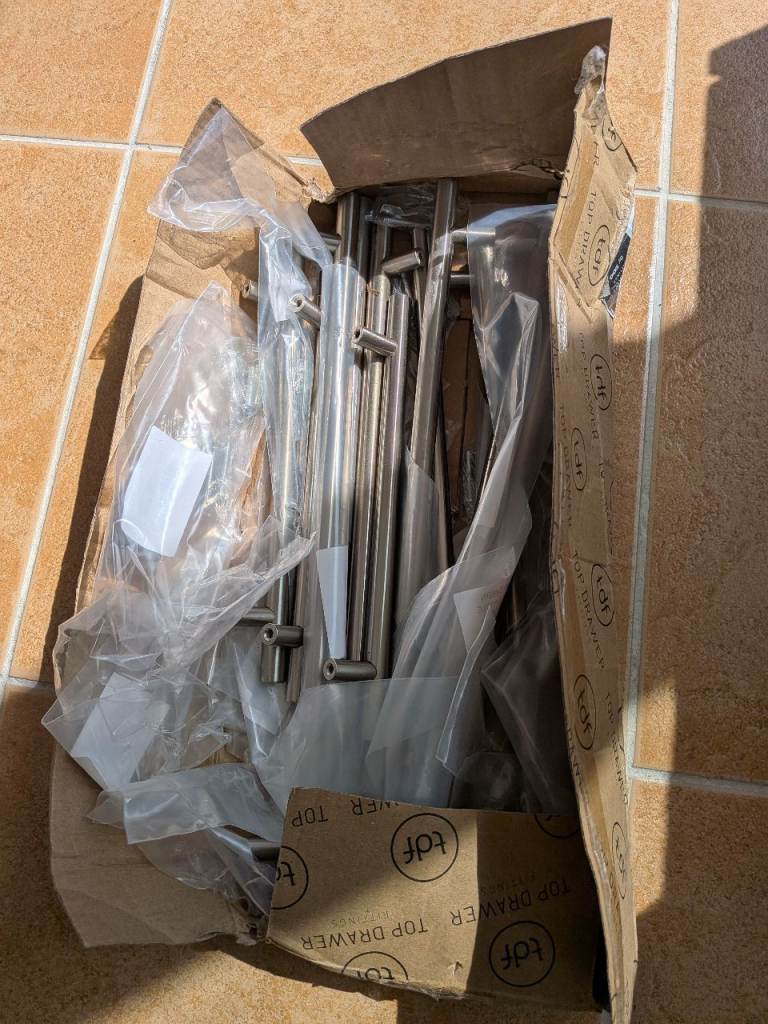 Set of 10 Silver Metal Drawer Handles - As Good As New