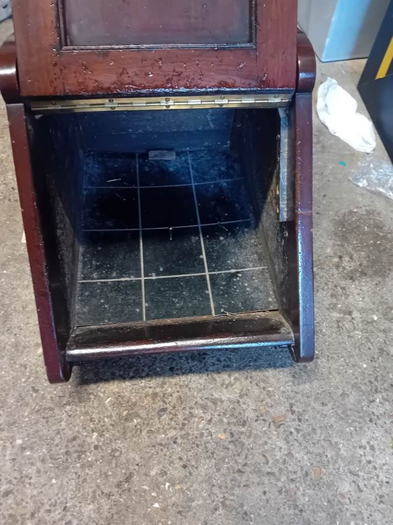 1920s mahogany coal box with shovel