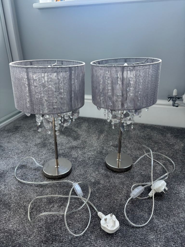 Pair of next grey palazzo lamps 