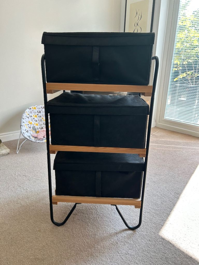 IKEA Black Storage Unit with 3 Bins – Good Condition