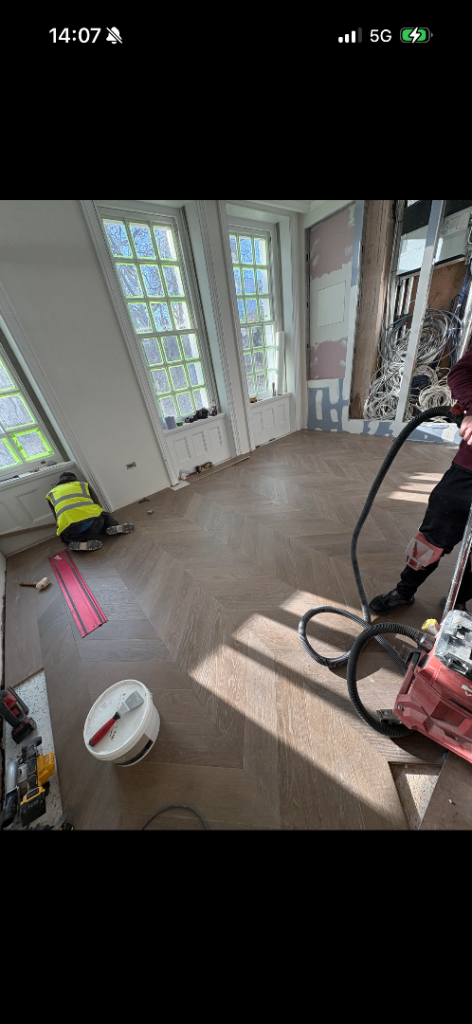 Chevron timber flooring 