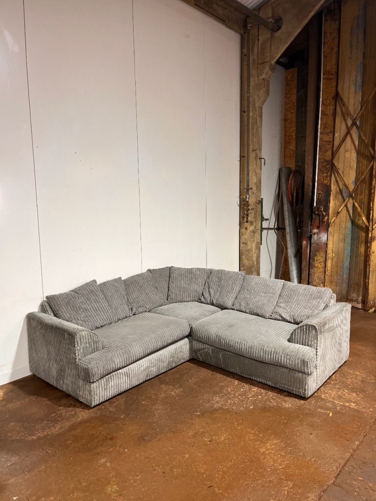 image for Grey Corded Corner Sofa | Delivery Available