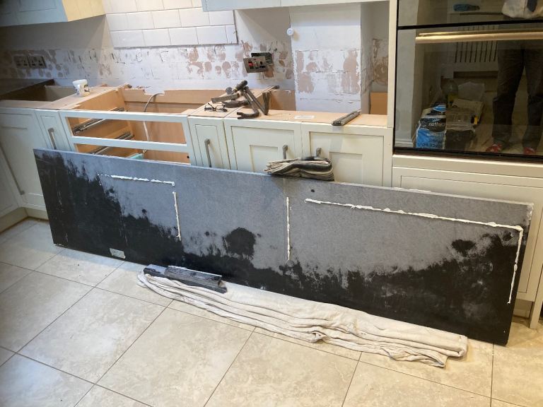 Black Granite kitchen worktop x2 including Blanco sink and tap