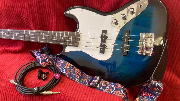 GLARRY 4-String Bass Guitar with 3 Tone Knobs + Bag + Box
