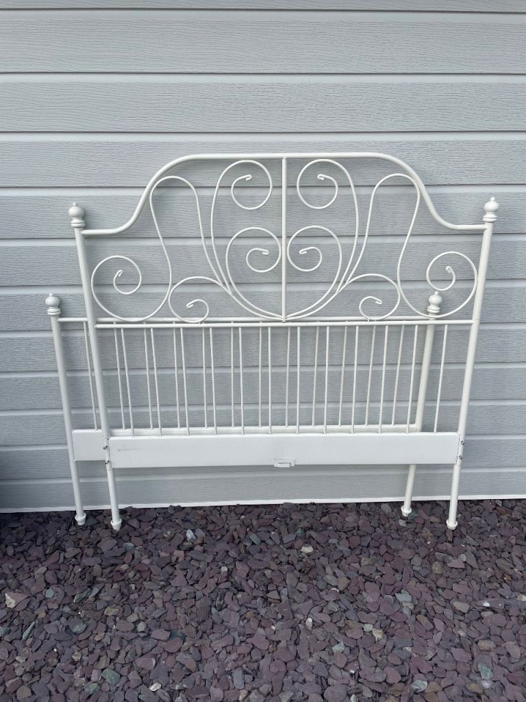 White Metal Headboard – Double Bed Size, Good Condition