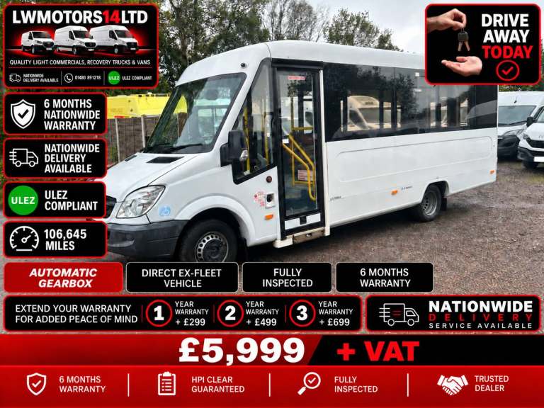 MERCEDES BENZ SPRINTER 513 CDI WELFARE 17 SEATMINIBUS 2012 62 REG DIRECT COUNCIL