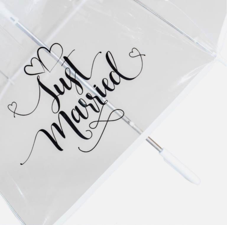 Clear 'Just Married' Bubble Umbrella - Wedding Day Prop