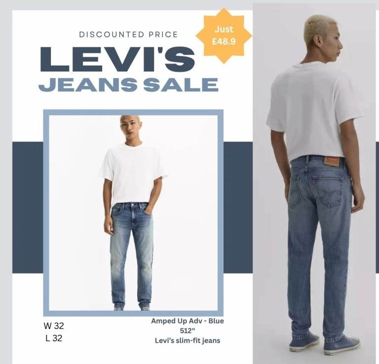 Levi's 512 Slim Taper Jeans Amped Up Adv - Blue W32/L32