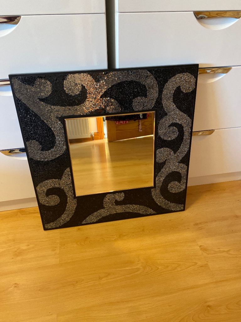 Black/silver mosiac mirror