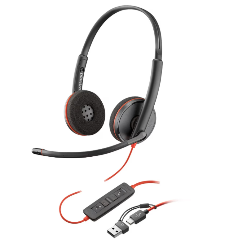Poly Blackwire 3220 Dual Ear Stereo Headset. RRP £53.