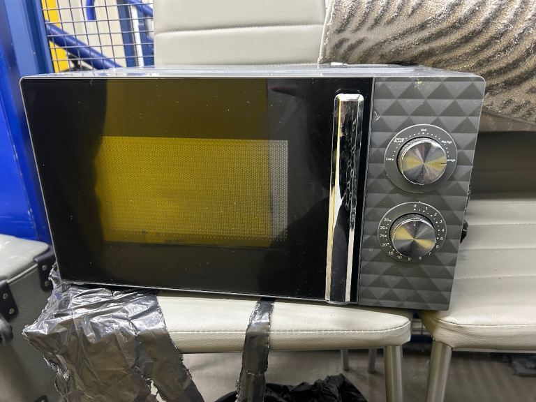 Microwave Oven – Black and Grey, Good Condition