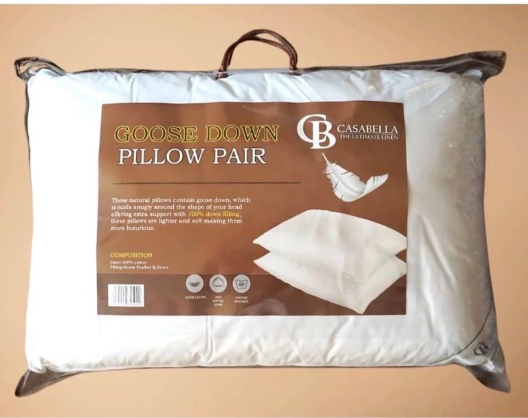 Casabella 2Pk Goose Feather & Down Pillows-Luxurious comfort standard Size 48×74