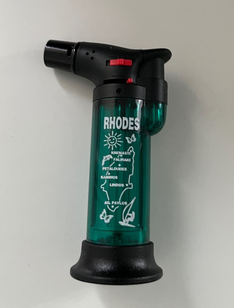 Greece Rhodes Souvenir Blow Torch Lighter – Green