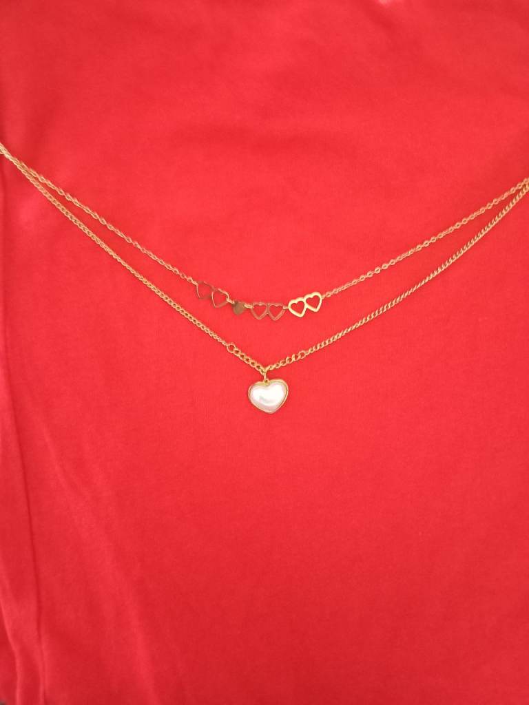 316 Stainless Steel Gold Heart Layered Necklace