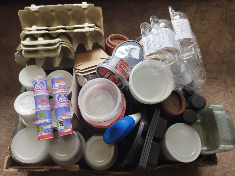 Large Box of Assorted Packaging & Containers for Arts & Crafts