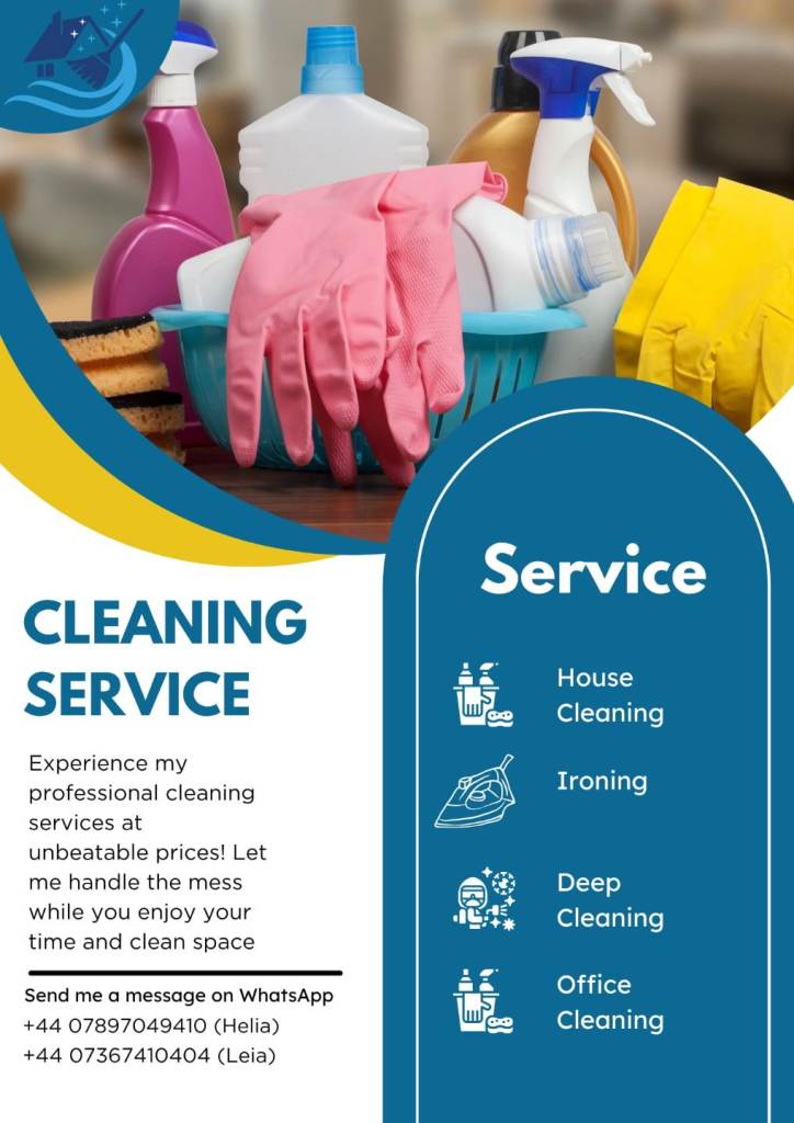 Cleaning services, house keeper, Ironing, deep cleaning 