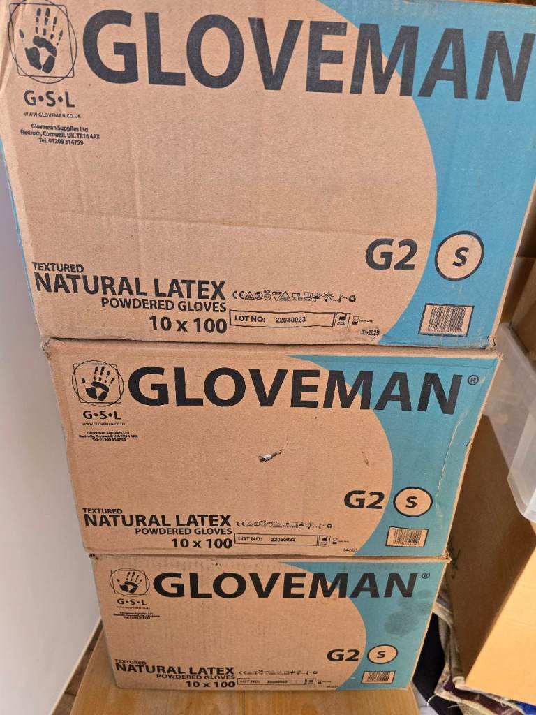 Gloveman Latex Powdered Gloves - Small Size, 3 New Cases