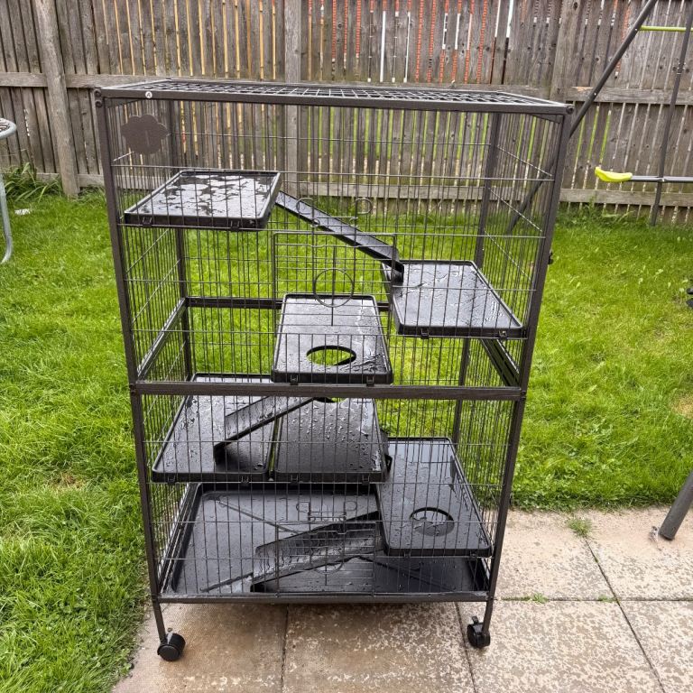 Large Multi-Level Pet Cage with Ramps and Platforms