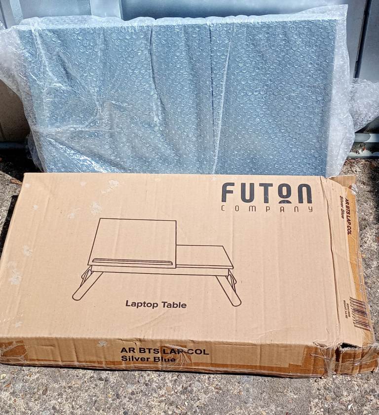 Futon Company Laptop Table - Silver Blue, Brand New