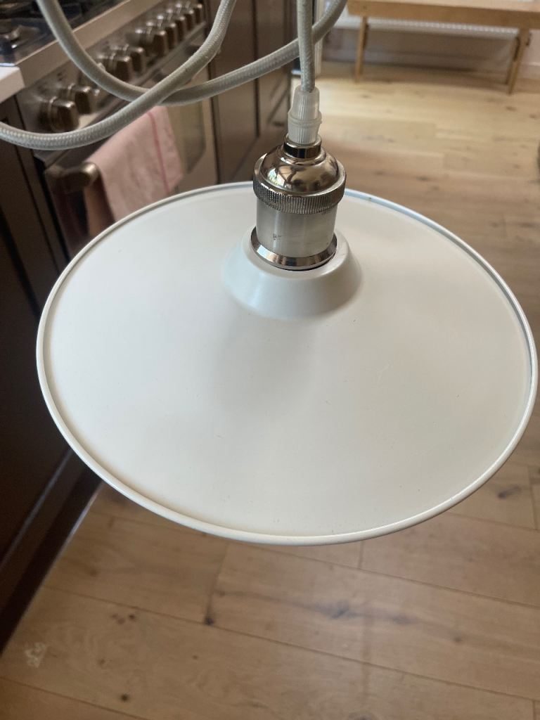 White Metal Ceiling Pendant Light Shade – Good Condition