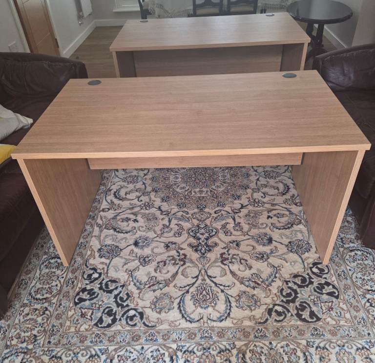 Pair of Oak Effect Home Office Desks (Selling 1 for £75 or 2 for £140 but open to negotiation.) 