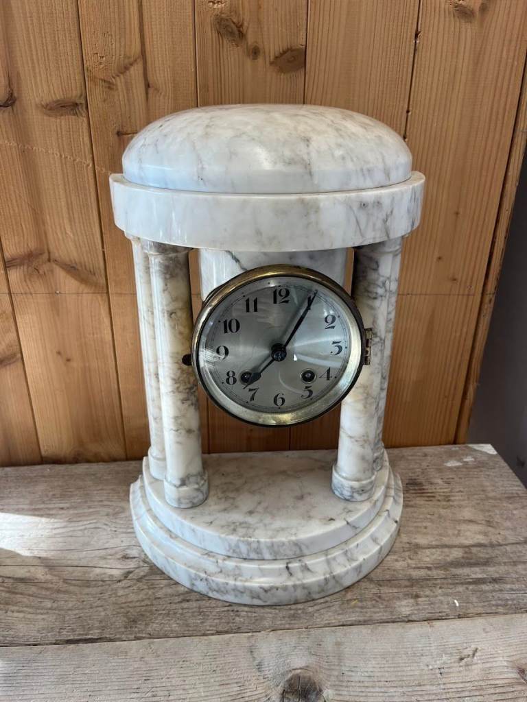  35cm Marble Portico Mantel Clock – Working & Chiming
