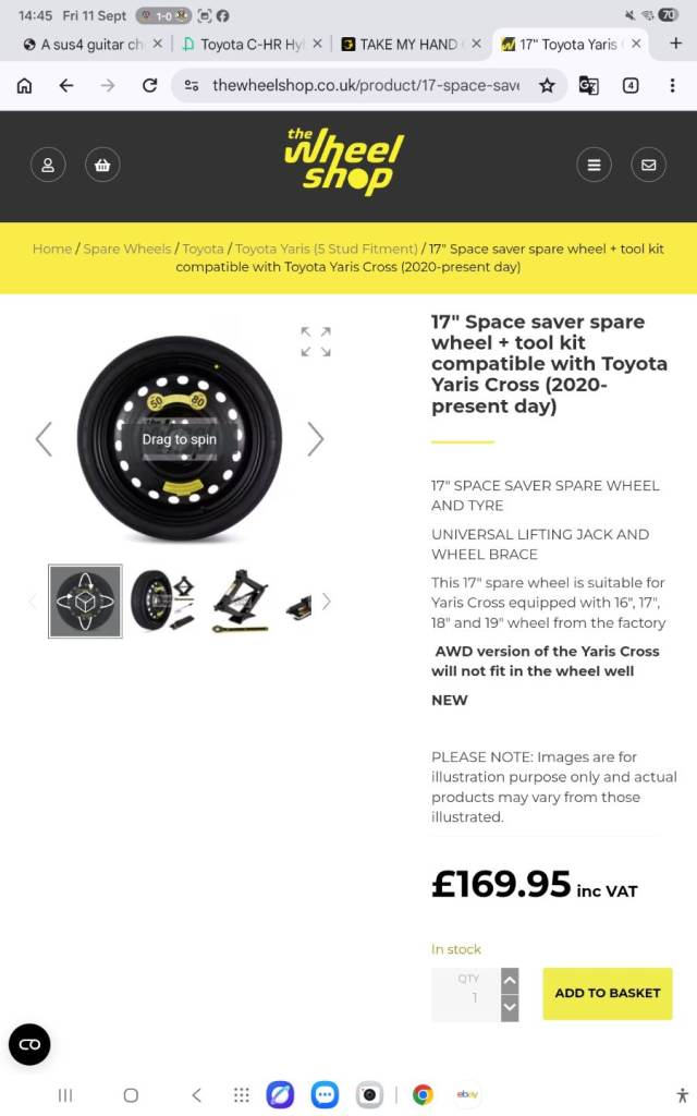 Space saver Wheel 17" fit 5stud Yaris/Yaris Coss CHR.