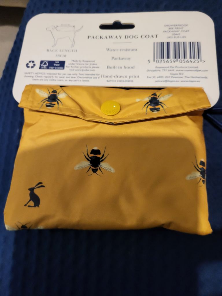 Yellow bee print dog raincoat